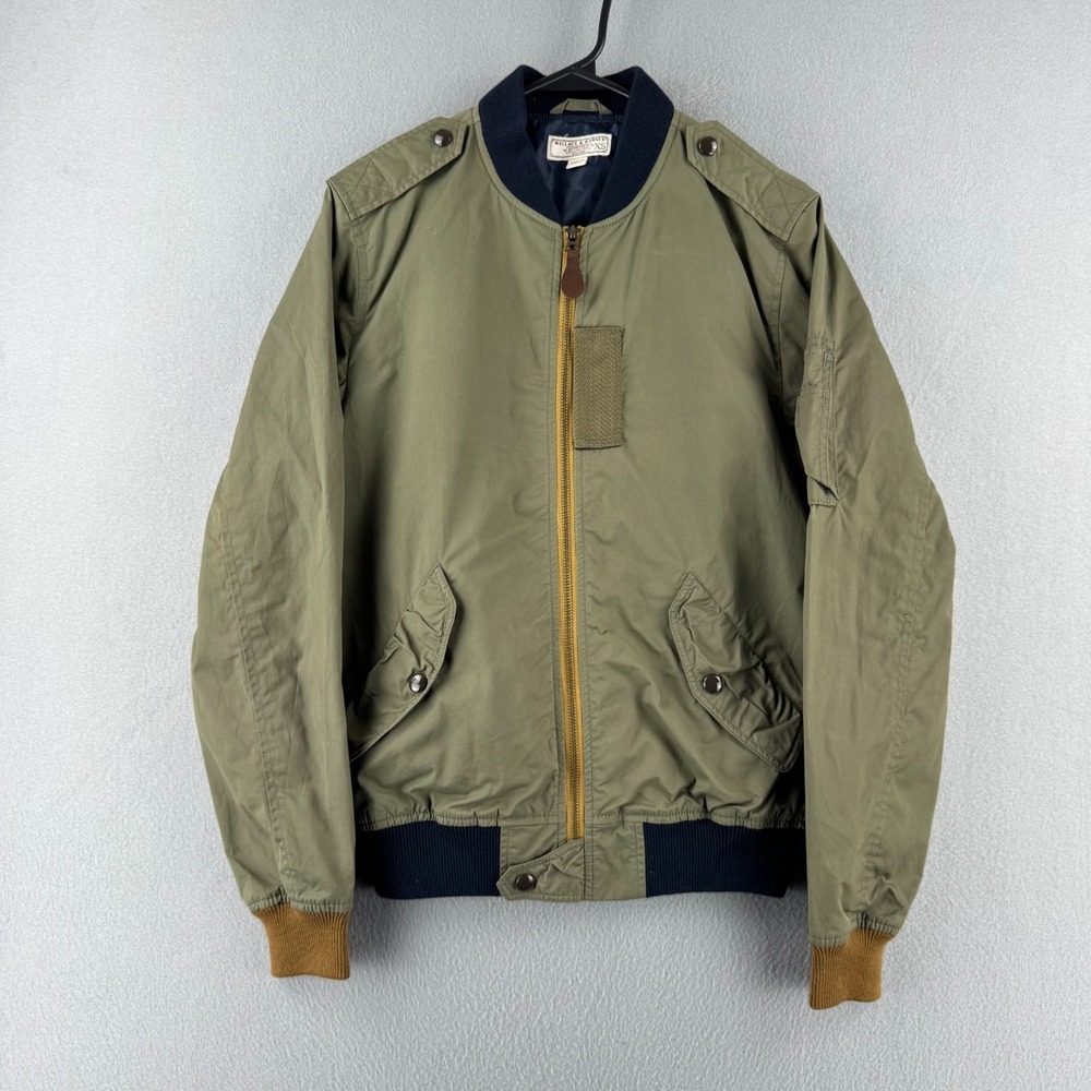 Wallace & Barnes Jacket Mens XS Green Nylon Cotton Blend Bomber Military Style